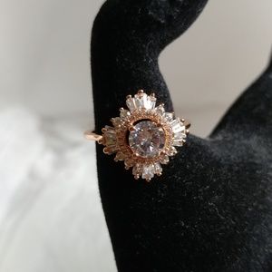 Rose Gold Plated Ring with Clear Center Stone